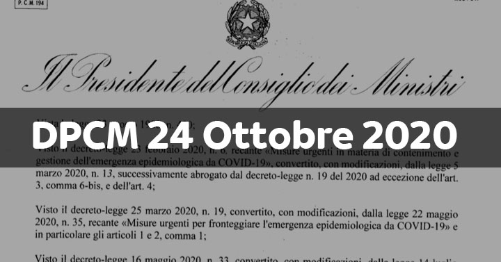 RESTRIZIONI D.P.C.M. 24/10/2020